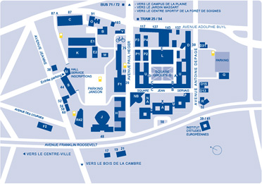 A map of the buildings of the Solbosch Campus